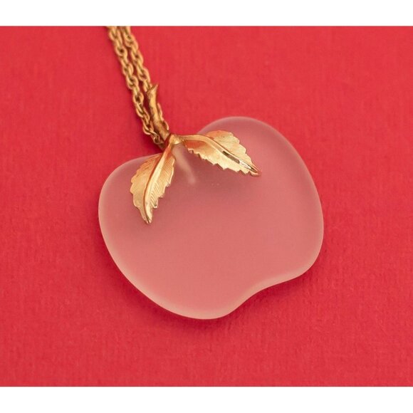 Vintage Semi-transparent Glass Apple 28'' Necklace by Avon - F23 - Picture 1 of 4